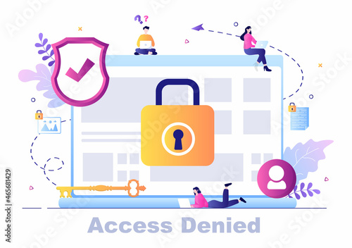 Login Access Denied Vector Illustration. System Refuses Password, Error and Entry to Computer Device Showing user does not have Permission for Website or Mobile Development