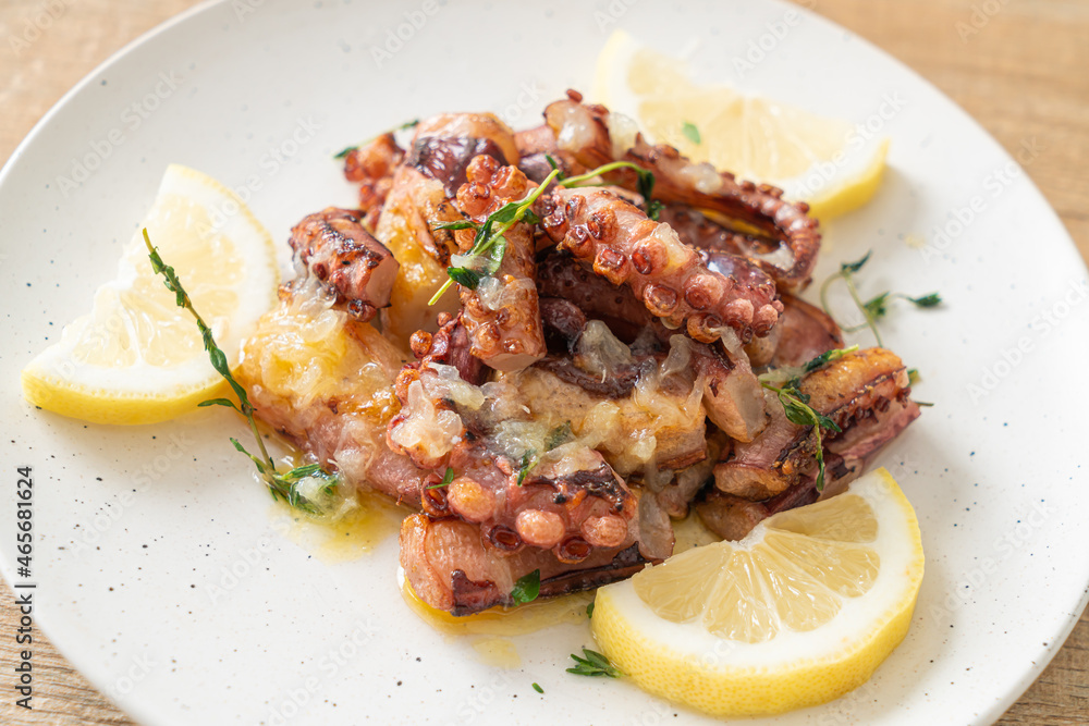 grilled octopus or squid with butter lemon sauce grilled octopus or squid with butter lemon sauce