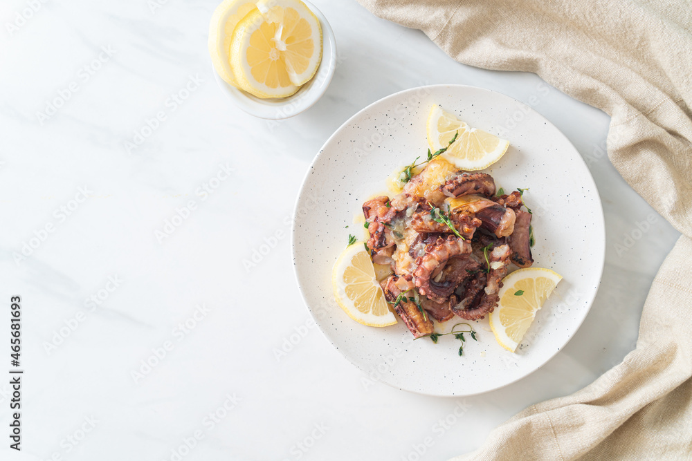 grilled octopus or squid with butter lemon sauce grilled octopus or squid with butter lemon sauce