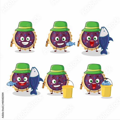 A fisherman blueberry pie cartoon picture catch a big fish