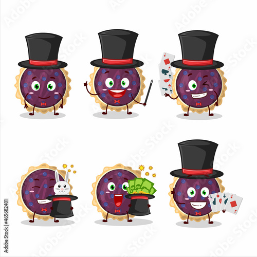 A blueberry pie Magician cartoon character perform on a stage