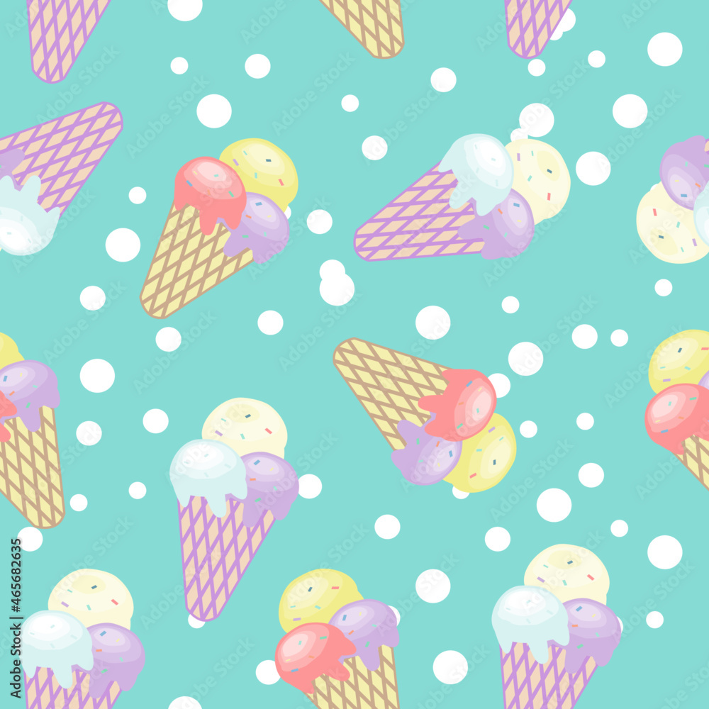 Ice cream seamless pattern Vector illustration.cute pattern.