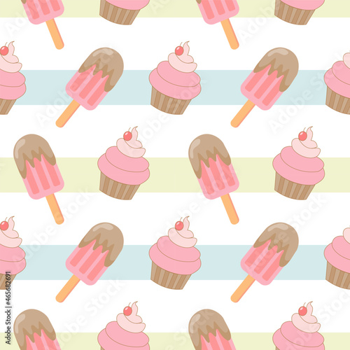 Ice cream seamless pattern Vector illustration.cute pattern.