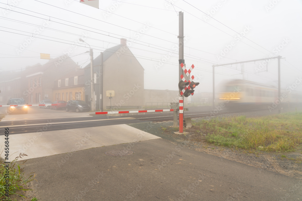 Foggy morning whit train