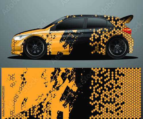 Rally car decal graphic wrap vector, abstract background
