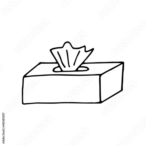 napkins in a box hand drawn doodle. vector, scandinavian, nordic, minimalism, monochrome. icon. hygiene.