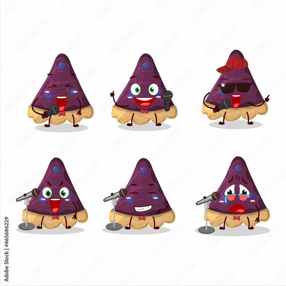 A Cute Cartoon design concept of slice of blueberry pie singing a famous song A Cute Cartoon design concept of slice of blueberry pie singing a famous song