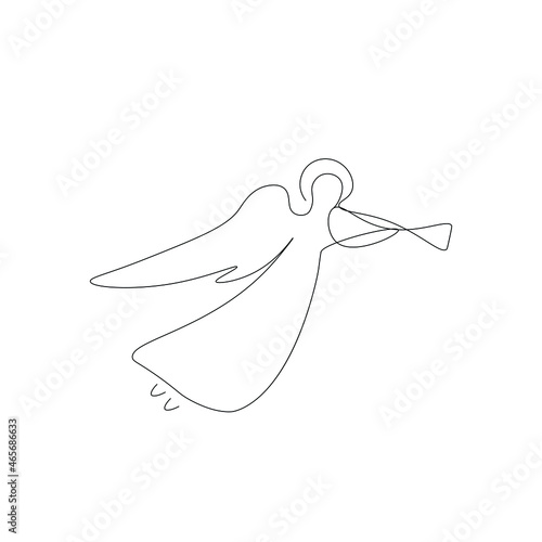 Christmas angel line drawing vector illustration