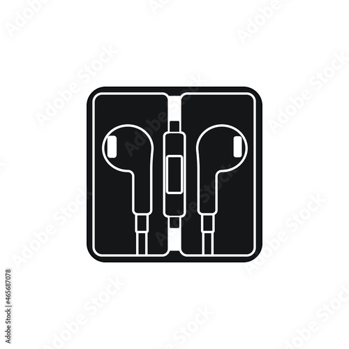 Simple silhouette vector illustration earphone outline icon stock vector. Isolated on white background.