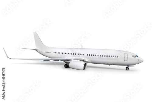 White passenger aircraft isolated on white background