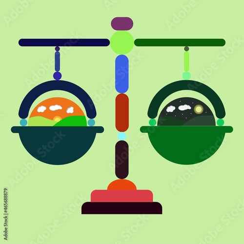 Equinox On A Flat Design Balance