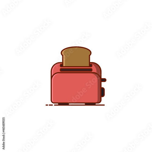 Simple color vector illustration line art toaster kitchen equipment icon illustration . Isolated on white background.