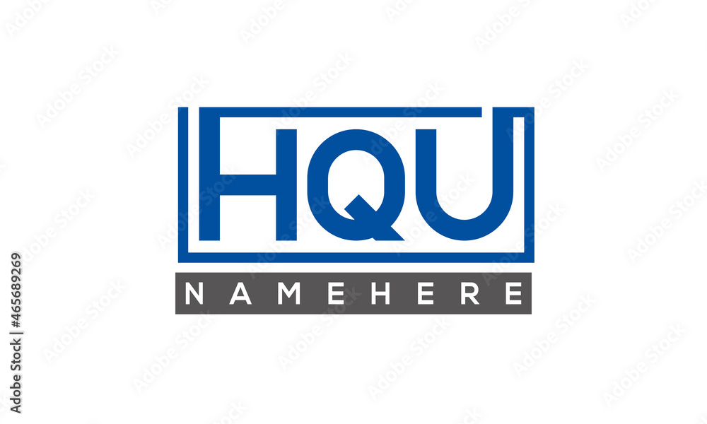 HQU Letters Logo With Rectangle Logo Vector HQU Letters Logo With Rectangle Logo Vector