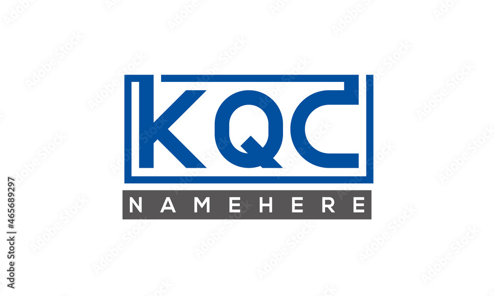 KQC Letters Logo With Rectangle Logo Vector KQC Letters Logo With Rectangle Logo Vector