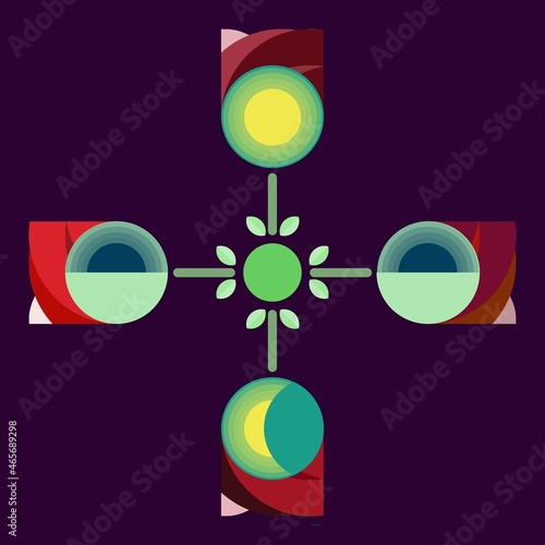 Equinox And Rose Flower Flat Design