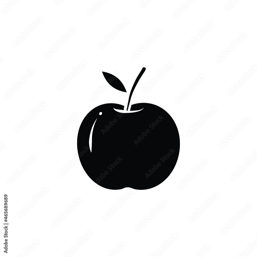 Simple vector illustration line art silhouette apple icon illustration . Isolated on white background. Simple vector illustration line art silhouette apple icon illustration . Isolated on white background.