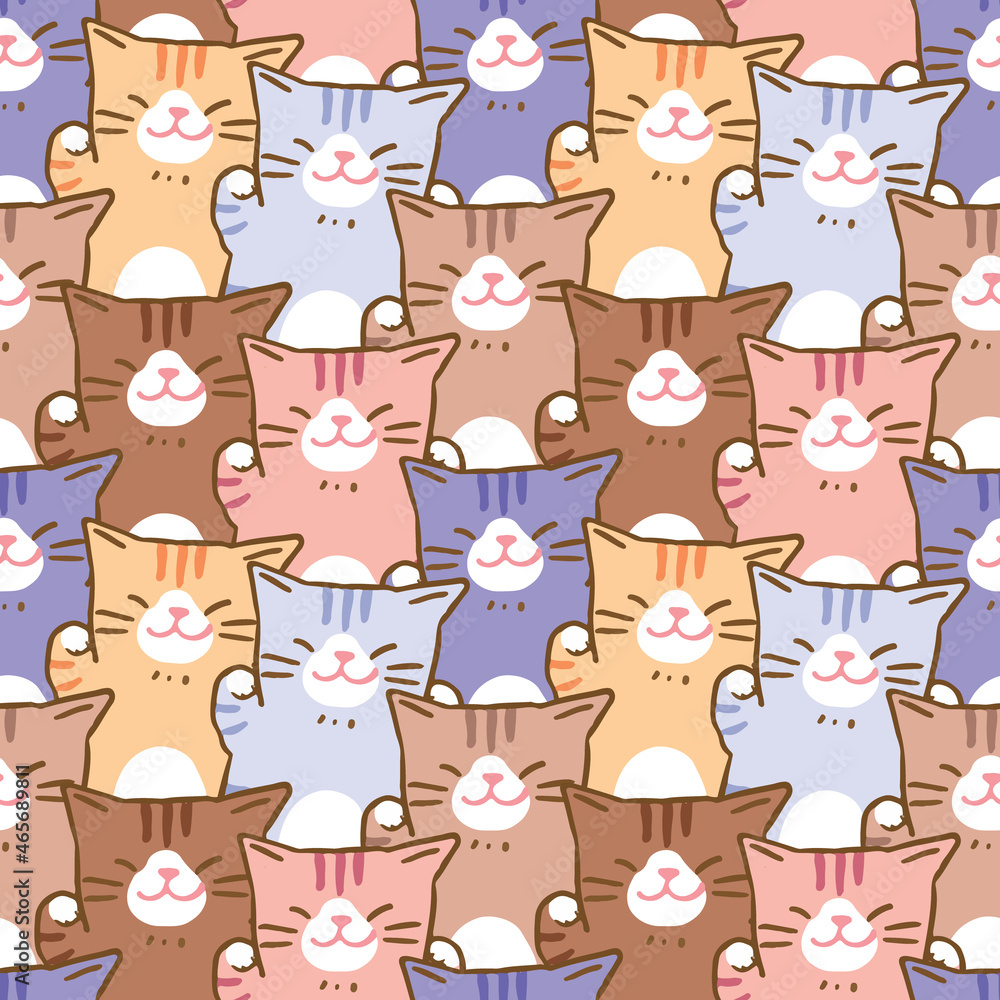 Seamless Pattern of Cute Cat Illustration Design Seamless Pattern of Cute Cat Illustration Design