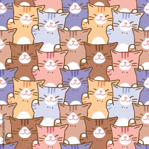 Fototapeta Naklejka Na Ścianę i Meble -  Seamless Pattern of Cute Cat Illustration Design