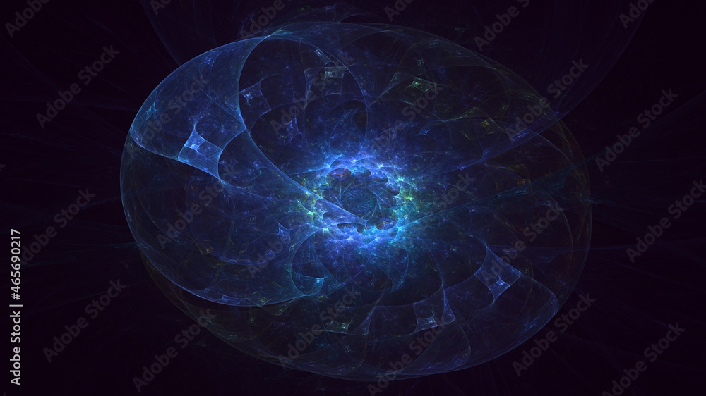 Obraz premium 3D rendering abstract blue fractal light background