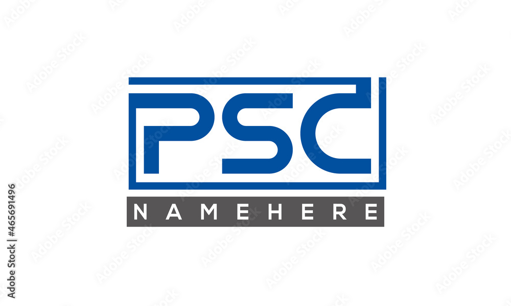 PSC Letters Logo With Rectangle Logo Vector PSC Letters Logo With Rectangle Logo Vector