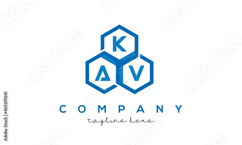 KAV letters design logo with three polygon hexagon logo vector template photo
