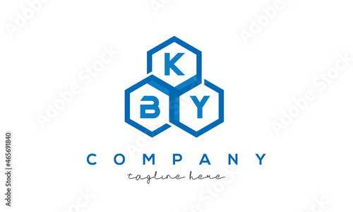 KBY letters design logo with three polygon hexagon logo vector template photo