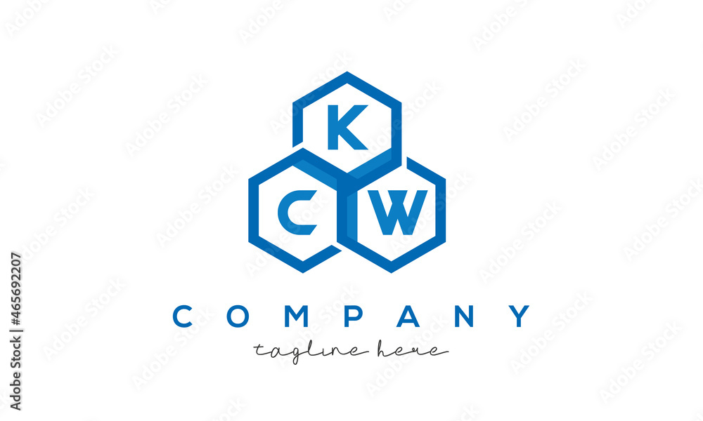 KCW letters design logo with three polygon hexagon logo vector template KCW letters design logo with three polygon hexagon logo vector template