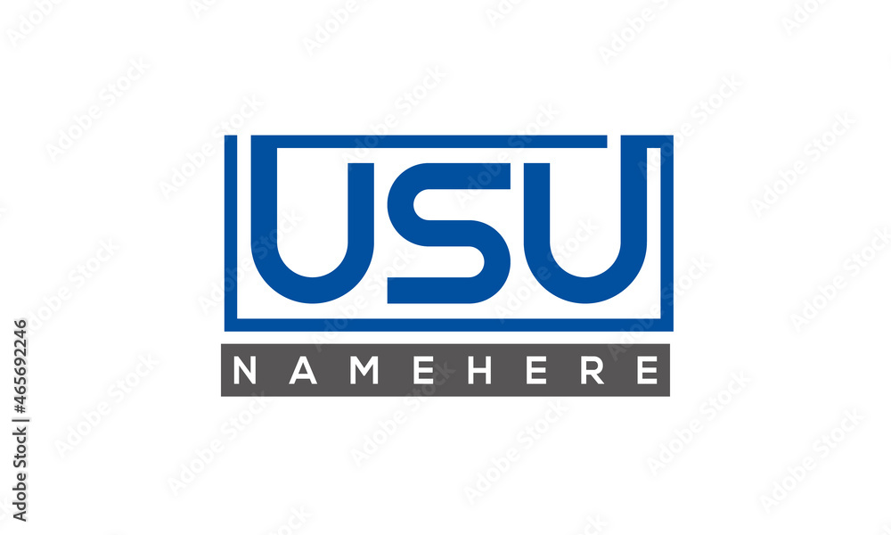 USU Letters Logo With Rectangle Logo Vector USU Letters Logo With Rectangle Logo Vector