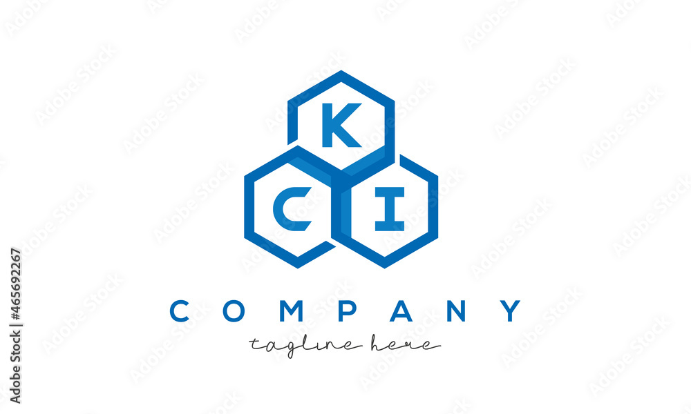 KCI letters design logo with three polygon hexagon logo vector template