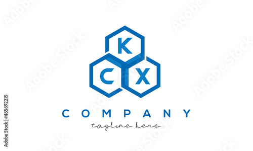 KCX letters design logo with three polygon hexagon logo vector template photo