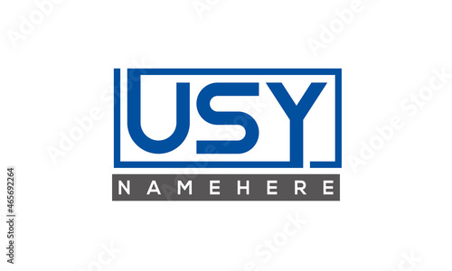 USY Letters Logo With Rectangle Logo Vector