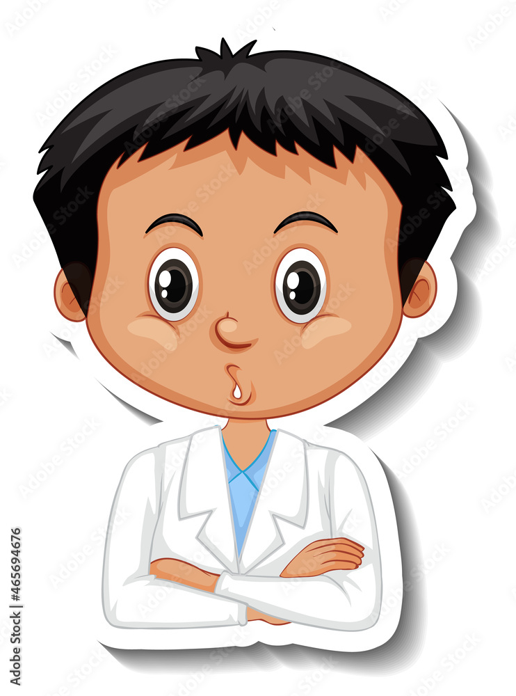Scientist boy cartoon character sticker Scientist boy cartoon character sticker