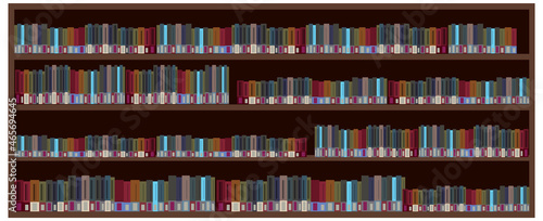 Bookcase with books on white background