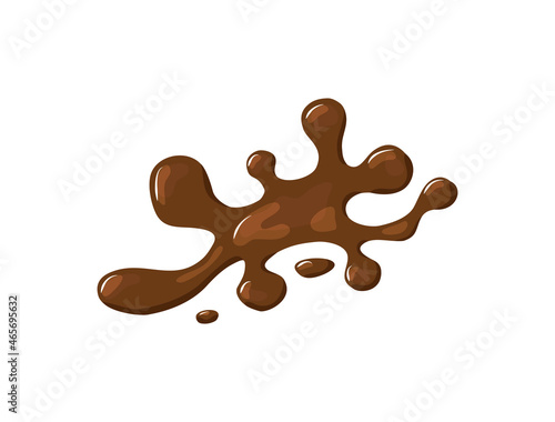  Puddle of hot chocolate or coffee. Brown liquid spill. Vector cartoon illustration