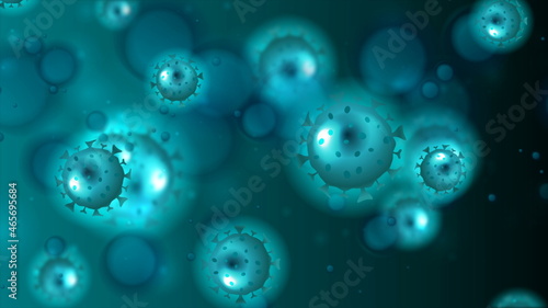 Wallpaper Mural Dark blue abstract background with COVID-19 bacteria cells Torontodigital.ca