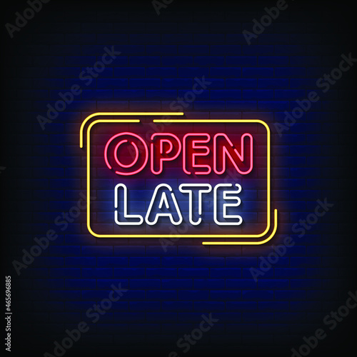 Open Late Neon Signs Style Text Vector