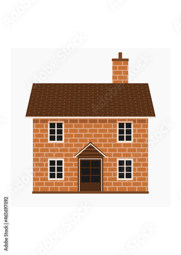 Editable Front View Traditional English Simple House Building Vector Illustration for England Culture Tradition and History Related Design