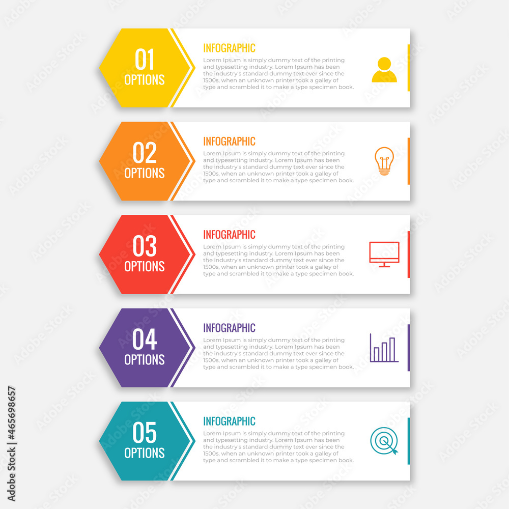 Presentation business infographic template with 5 options