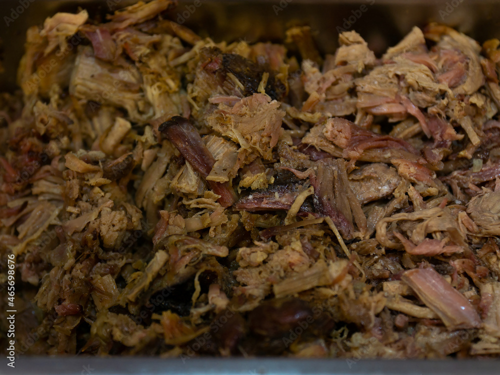 the finished meat is cut into small pieces. meat prepared for further cooking street food the finished meat is cut into small pieces. meat prepared for further cooking street food