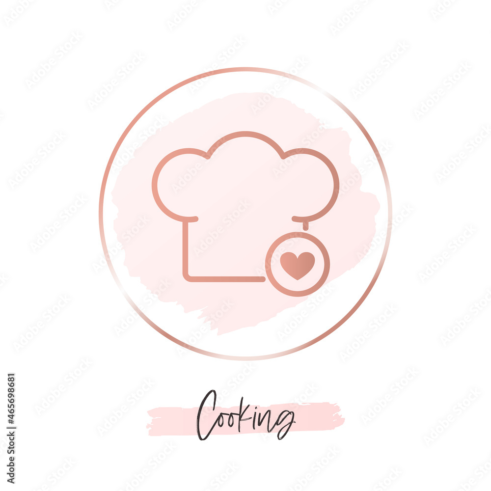 Chef icon for social media highlights covers on abstract pink background.