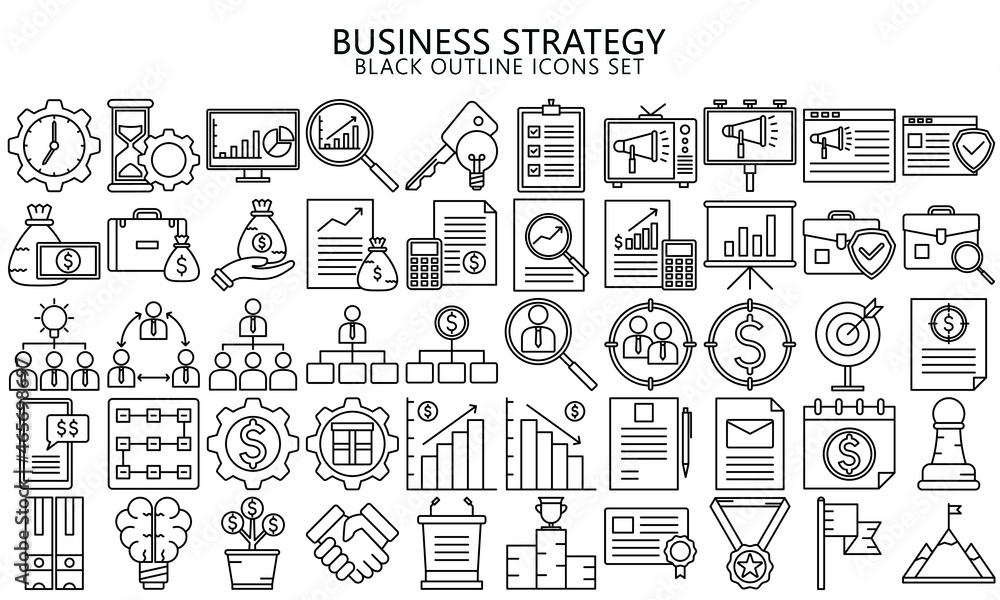 Simple Set of Business Strategy Related Vector Line Icons. Contains such Icons as Target Audience, Research, Plan, Scheme and more, EPS 10, Used for modern concepts, web, UI, UX kit and applications. Simple Set of Business Strategy Related Vector Line Icons. Contains such Icons as Target Audience, Research, Plan, Scheme and more, EPS 10, Used for modern concepts, web, UI, UX kit and applications.