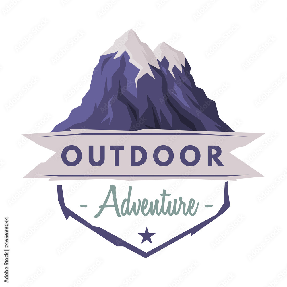 Mountain Logo for Outdoor Adventure and Hiking Tourism Vector Template