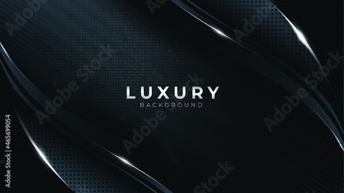 Dark Blue with Curve lines effect Free Vector background with Silver platinum shape modern luxury Design