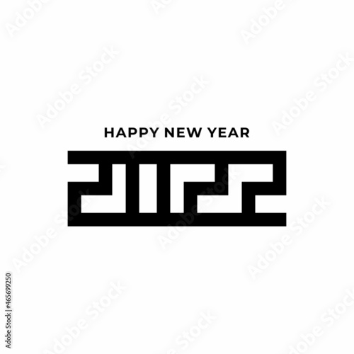 2022 Happy new year - greeting card 2022 lettering of black and white - typography 2022 season photo