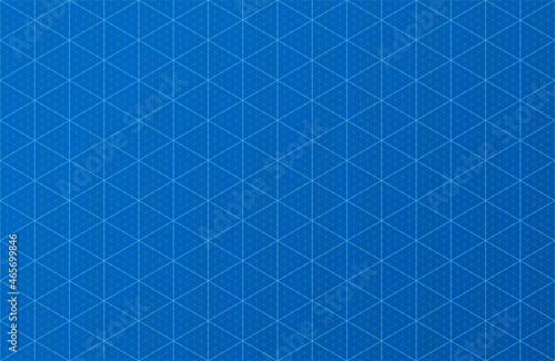 Abstract isometric grid with bold and thin lines on blue background. Vector illustration