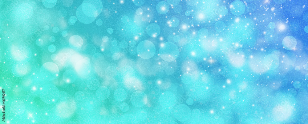 Christmas and New Year Festive Blue Green Teal Bokeh Light Background Abstract Glace Blur Texture Pattern, Horizontal