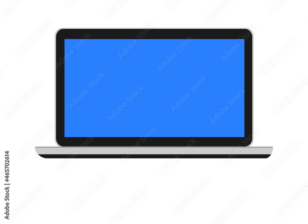 Laptop screen. Front view of an open laptop. Laptop screen. Front view of an open laptop.
