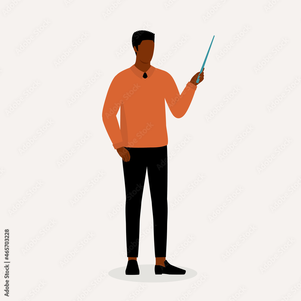 Black Male Teacher With Pointer Stick Teaching. Black Male Teacher With Pointer Stick Teaching.