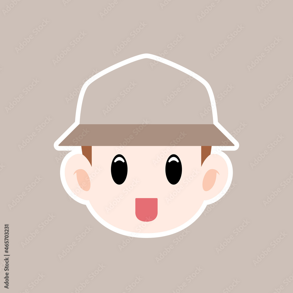 Cartoon illustration of a man face with bucket hat in a flat style, this cute image is suitable for your colorful and flat project design elements, can also be used for sticker and icon Cartoon illustration of a man face with bucket hat in a flat style, this cute image is suitable for your colorful and flat project design elements, can also be used for sticker and icon