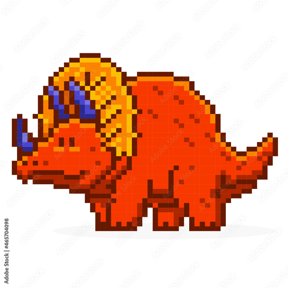 Vector illustration of Cartoon Dinosaur - Pixel design Vector illustration of Cartoon Dinosaur - Pixel design